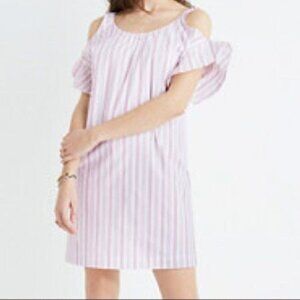 MADEWELL rose stripe cold shoulder shift dress size: XL